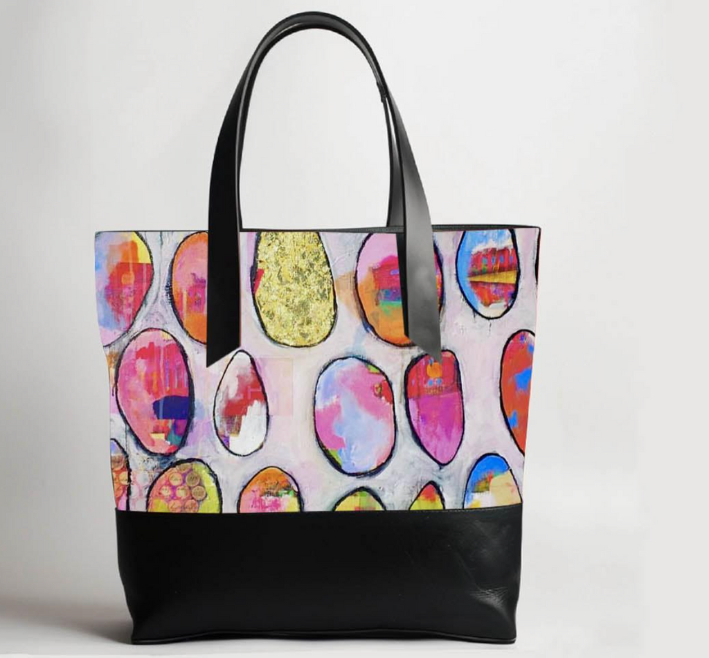 RUNNING IN CIRCLES: LEATHER TOTE:  by JANET SKATES x Michael Grey