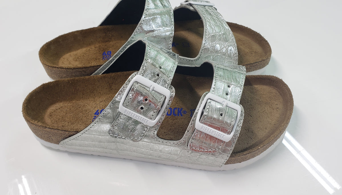 Silver Genuine Gator custom Birkenstocks MICHAEL GREY FOOTWEAR