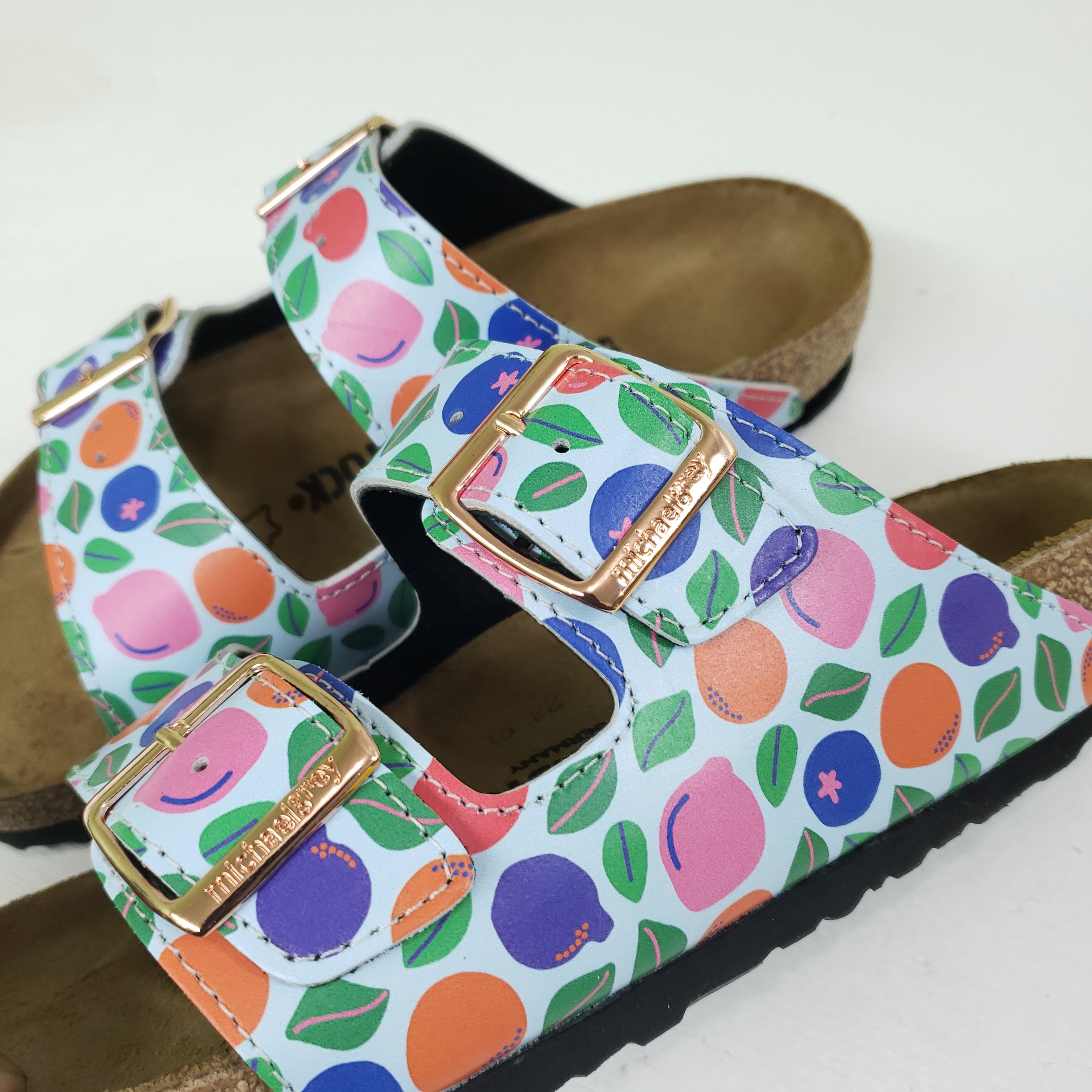 FRUITY ALL OVER: CUSTOM BIRKENSTOCKS  by BECCA FRANKS x Michael Grey