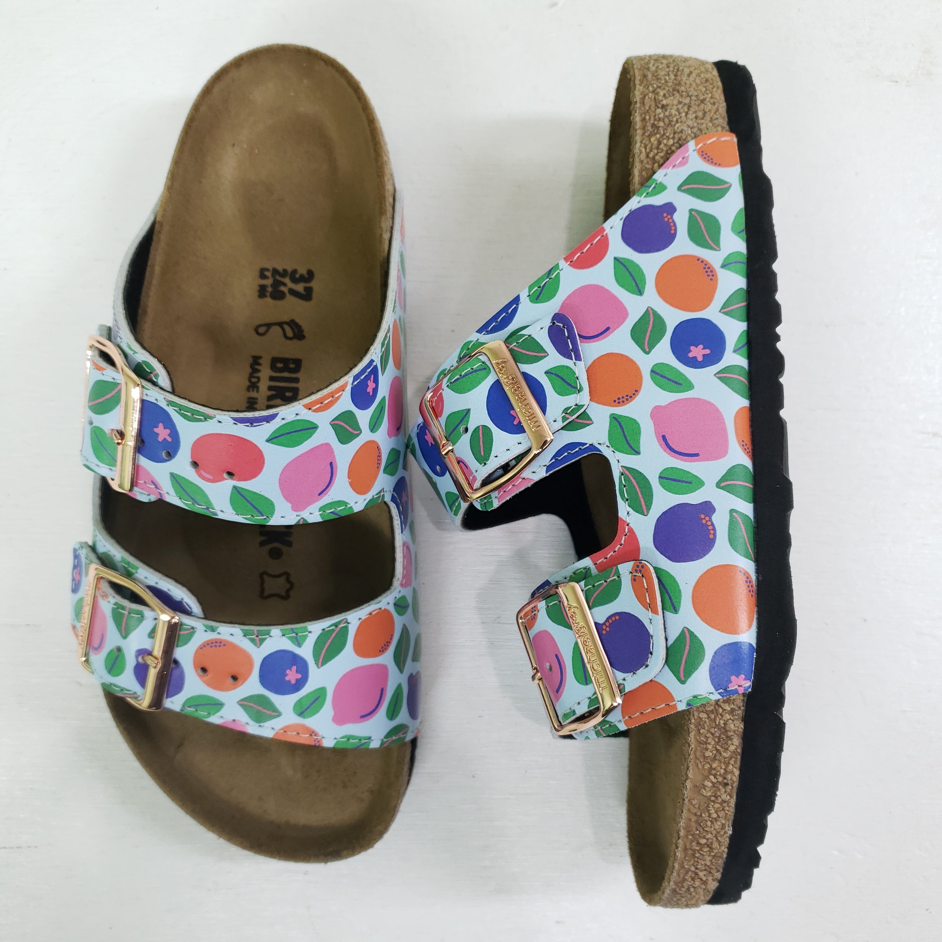 FRUITY ALL OVER: CUSTOM BIRKENSTOCKS  by BECCA FRANKS x Michael Grey