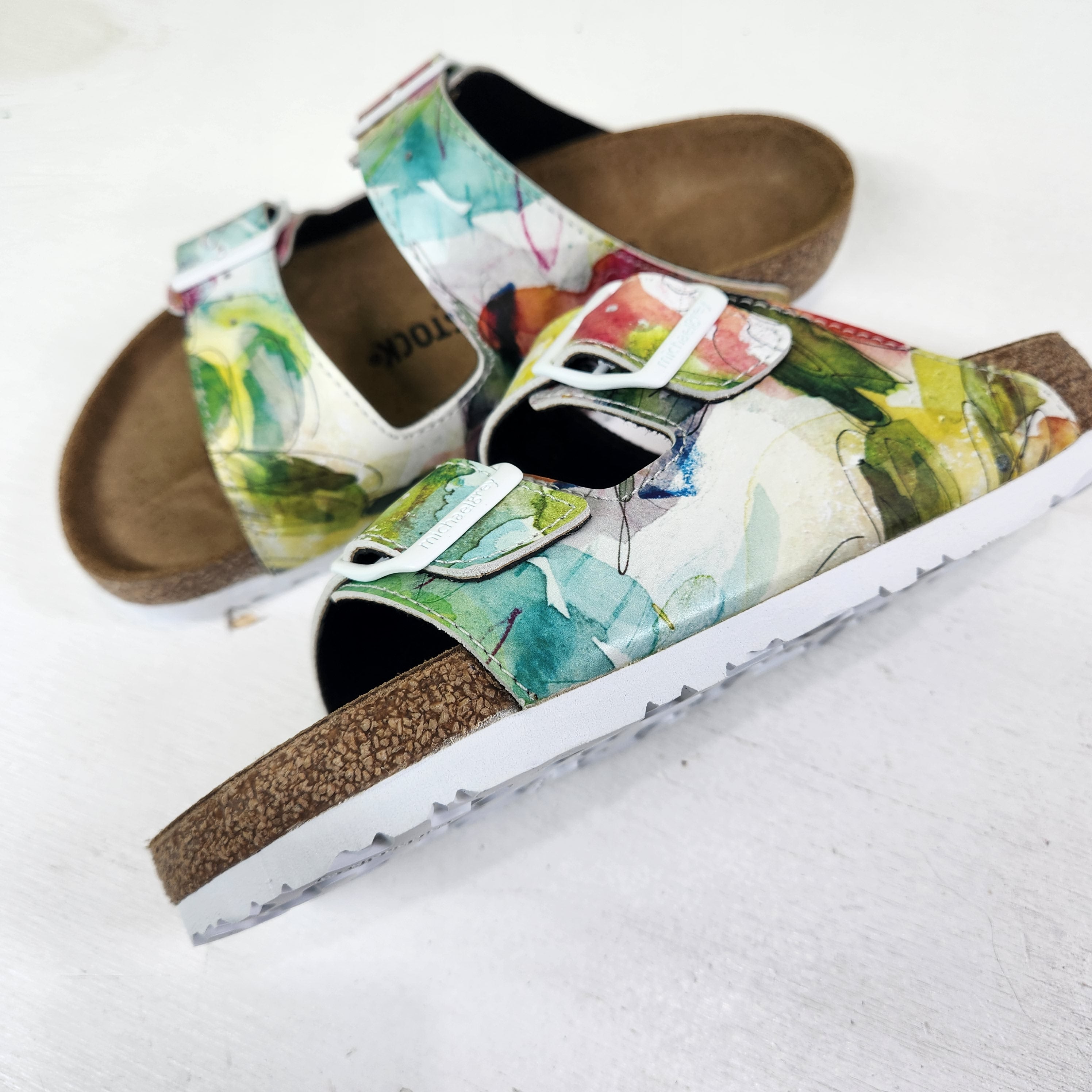 SUNSHINE STEPS: CUSTOM BIRKENSTOCKS  by ROBEN MARIE SMITH x Michael Grey