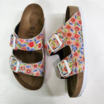 PINKY FLOWERS: CUSTOM BIRKENSTOCKS  by  SHARON NULLMEYER PAINTS- NULLSIE x Michael Grey