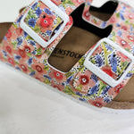 PINKY FLOWERS: CUSTOM BIRKENSTOCKS  by  SHARON NULLMEYER PAINTS- NULLSIE x Michael Grey