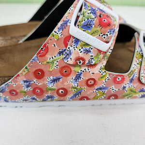 PINKY FLOWERS: CUSTOM BIRKENSTOCKS  by  SHARON NULLMEYER PAINTS- NULLSIE x Michael Grey
