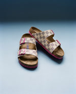 LOUIS VUITTON: CUSTOM BIRKENSTOCK AZURE PINK DAMIER: CRAFTED BY MICHAEL GREY