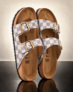 LOUIS VUITTON: CUSTOM BIRKENSTOCK AZURE DAMIER: CRAFTED BY MICHAEL GREY