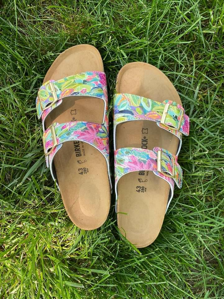 Art for your feet! Artist Cindy Larimore offers custom Birkenstock