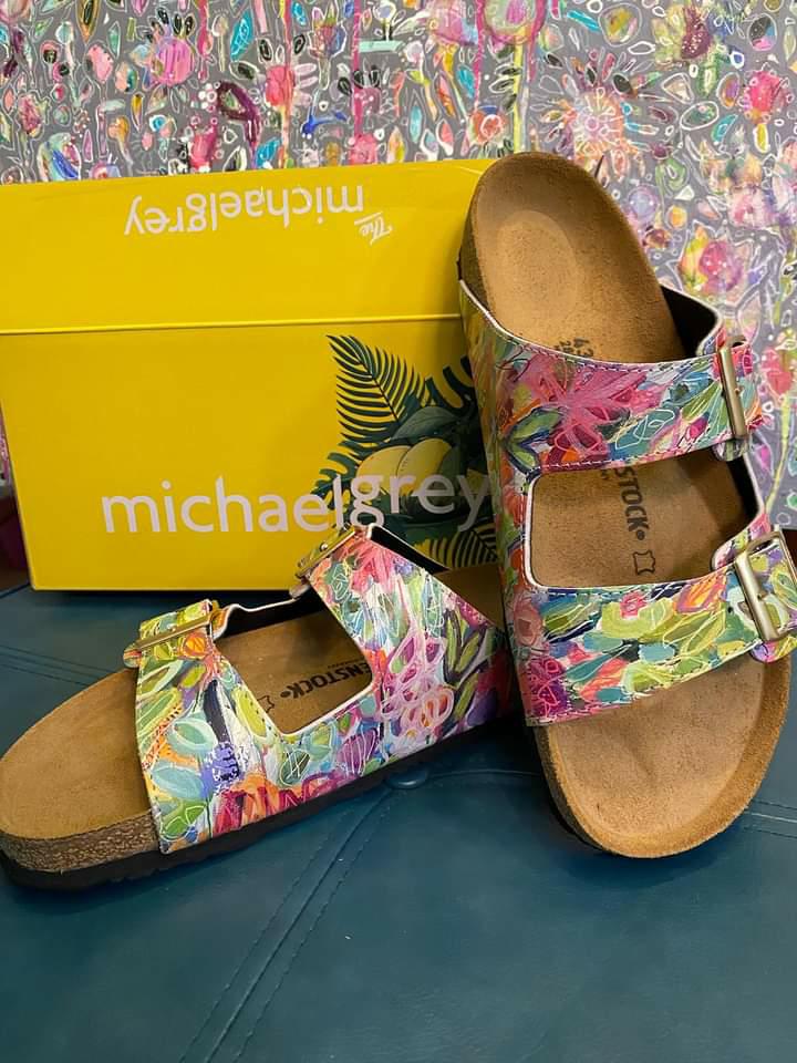 SHE WANTED GARDEN PARTY: CUSTOM BIRKENSTOCKS  by ALISA WORKMAN x Michael Grey