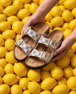 LOUIS VUITTON: CUSTOM BIRKENSTOCK AZURE DAMIER: CRAFTED BY MICHAEL GREY