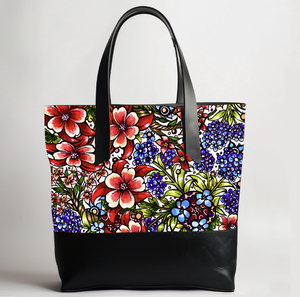 SPRING BURST LEATHER TOTE:  by ALLY SPRAY x Michael Grey