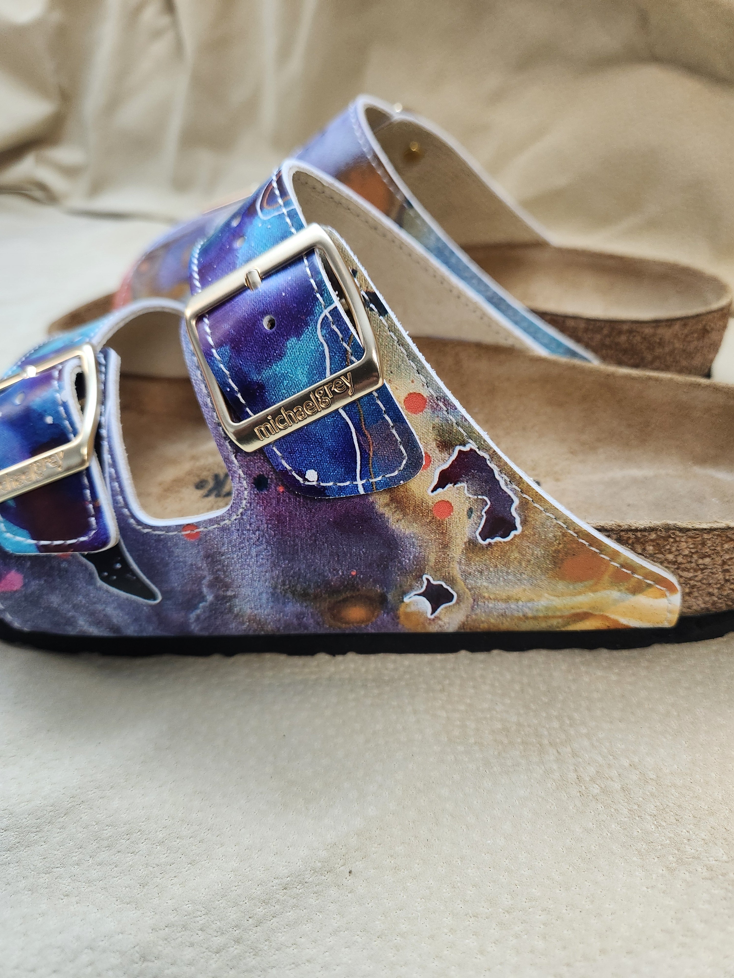 WATERLINE CUSTOM BIRKENSTOCKS  by PAMELA J. BLACK ART x Michael Grey