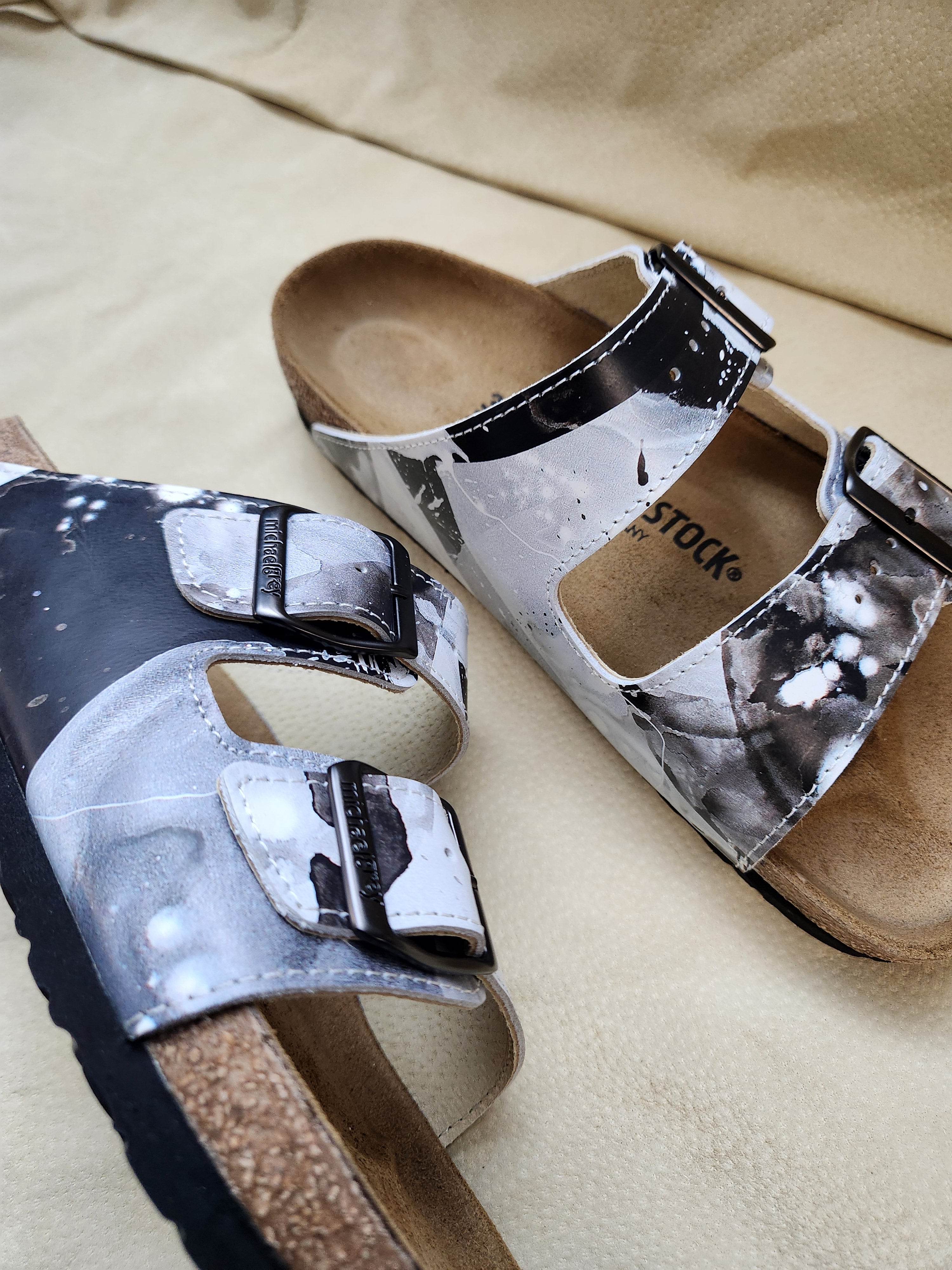 LAST BREATH CUSTOM BIRKENSTOCKS  by PAMELA J. BLACK ART x Michael Grey