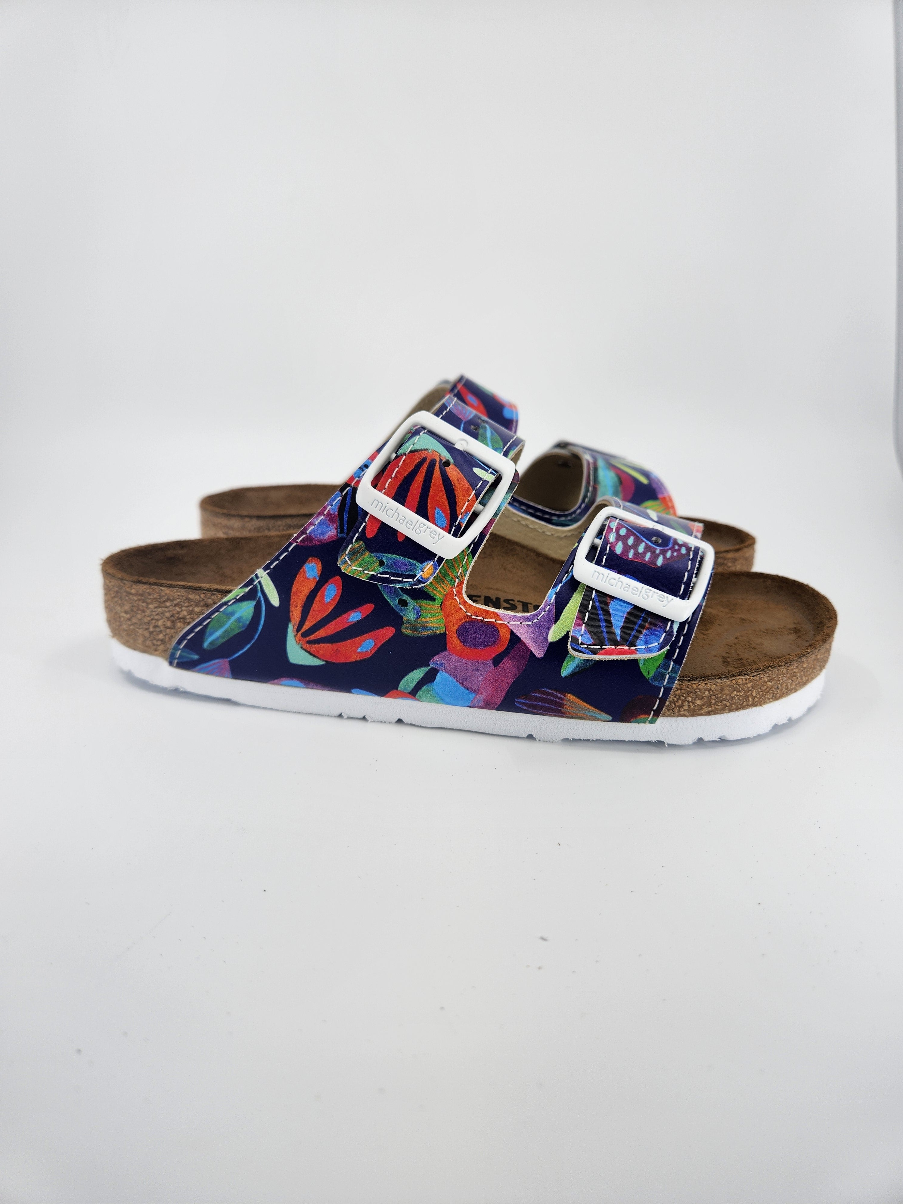 BLUE FLOWER : CUSTOM BIRKENSTOCKS  by MARIA MONTIEL x Michael Grey