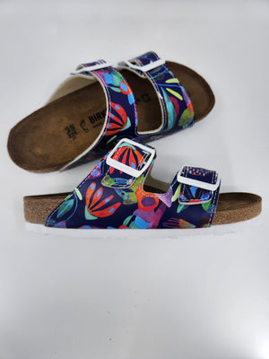 BLUE FLOWER : CUSTOM BIRKENSTOCKS  by MARIA MONTIEL x Michael Grey