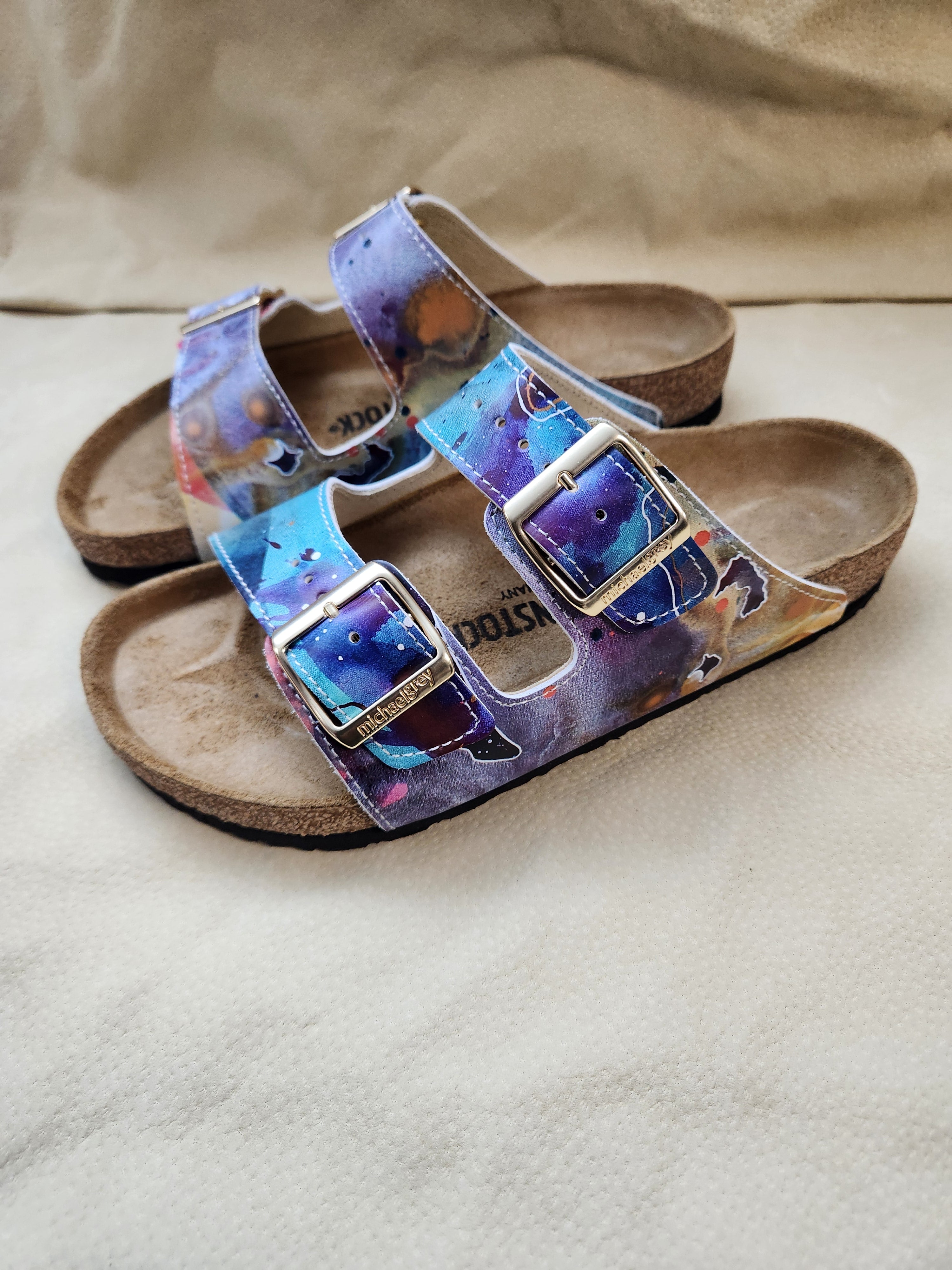 WATERLINE CUSTOM BIRKENSTOCKS  by PAMELA J. BLACK ART x Michael Grey