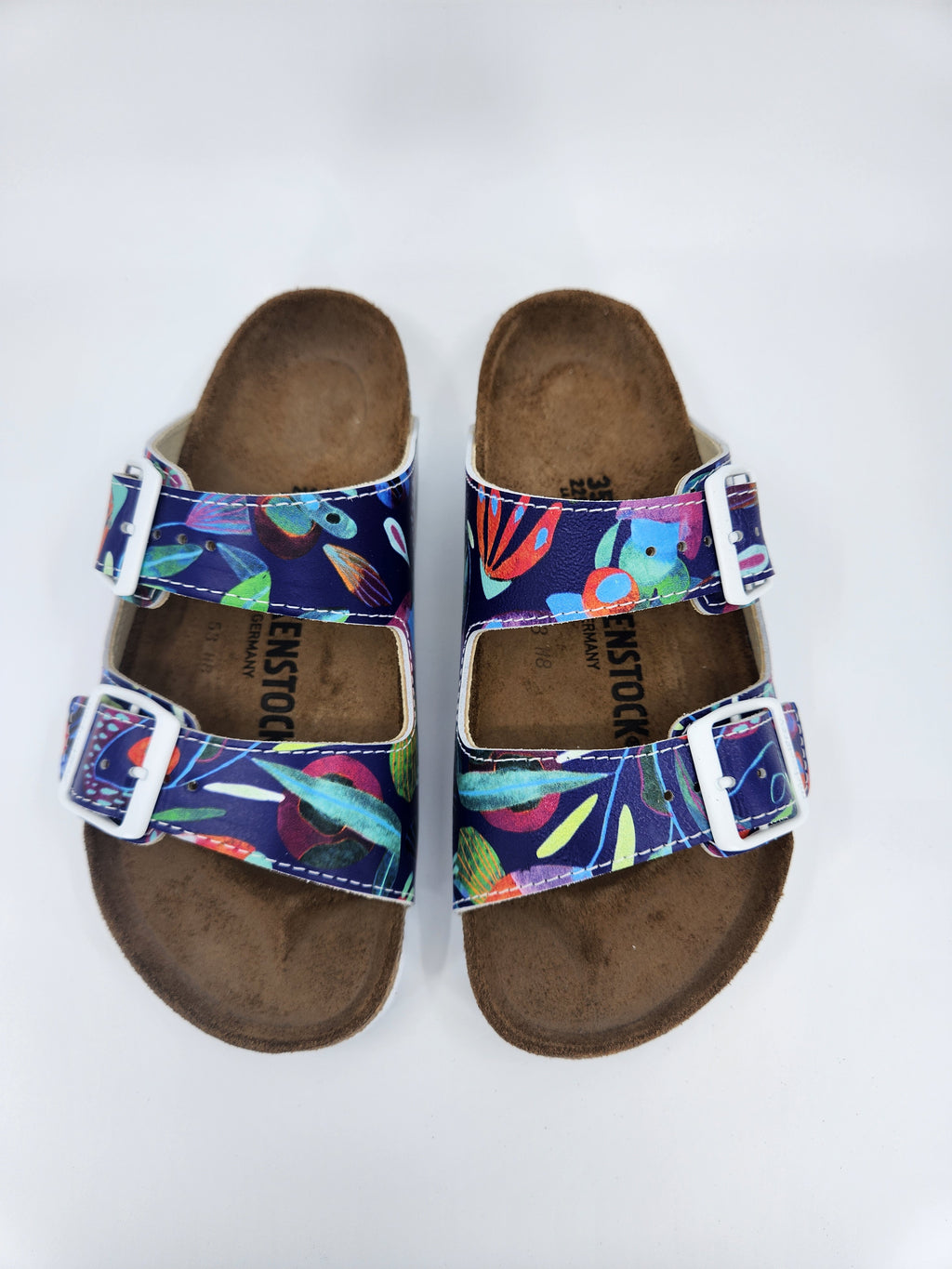 BLUE FLOWER : CUSTOM BIRKENSTOCKS  by MARIA MONTIEL x Michael Grey