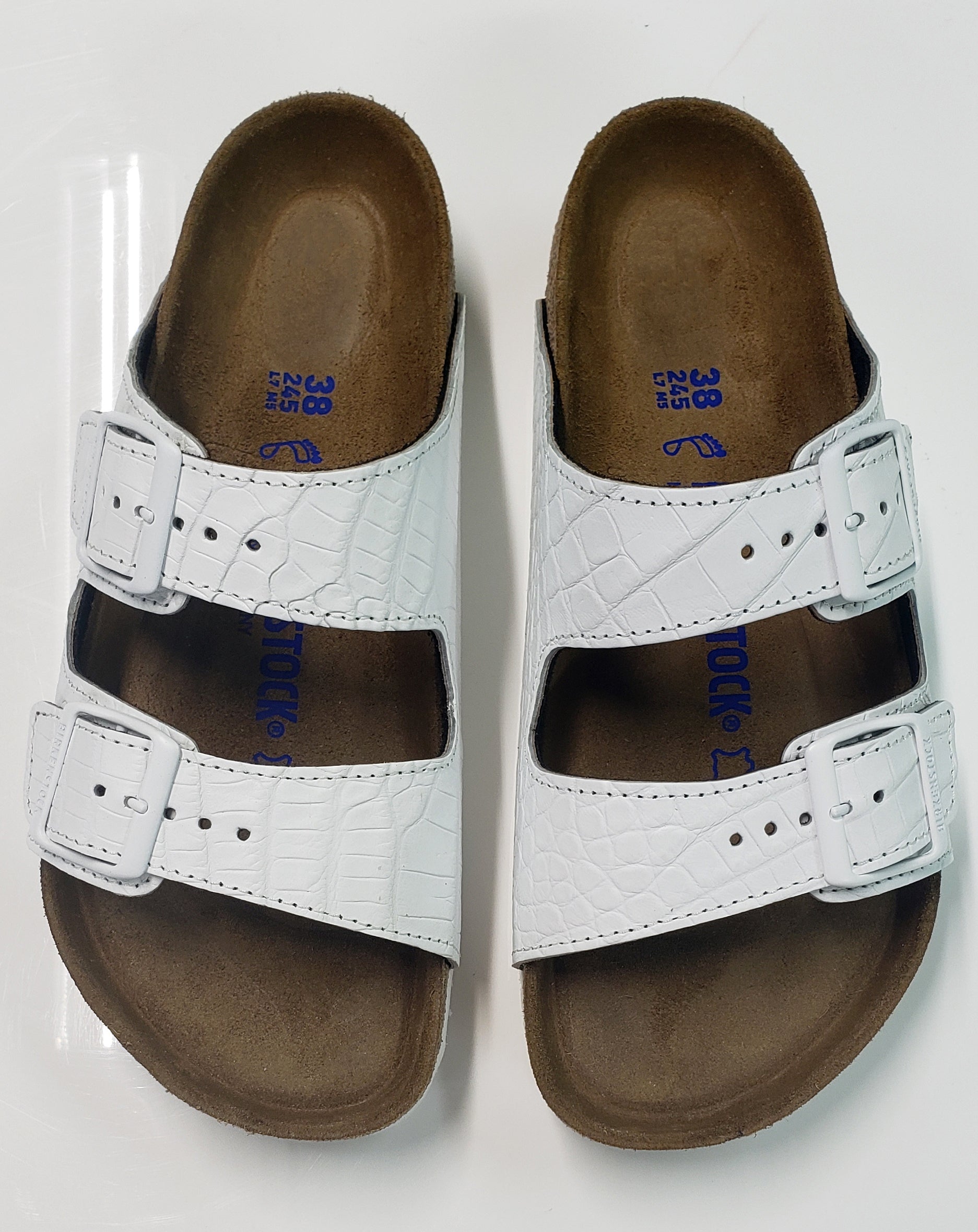 White Genuine Gator  custom Birkenstocks