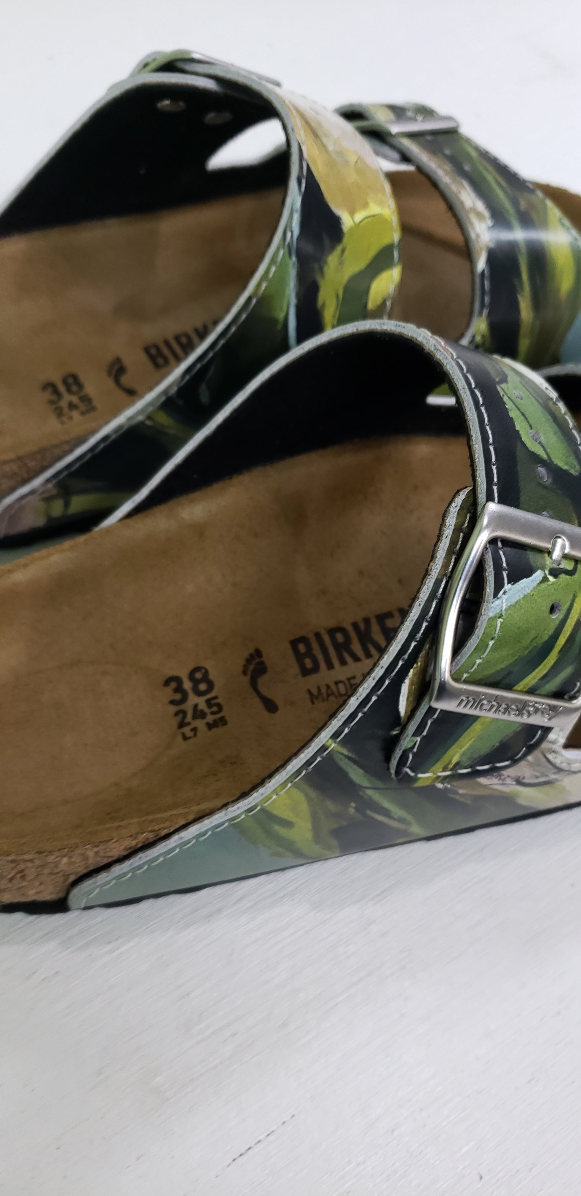 TULIPS AND LIMES: CUSTOM BIRKENSTOCKS  by MARJORIE MAE x Michael Grey