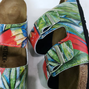 PARROTS: CUSTOM BIRKENSTOCKS  by MARIANNA KATSOULIDI x Michael Grey