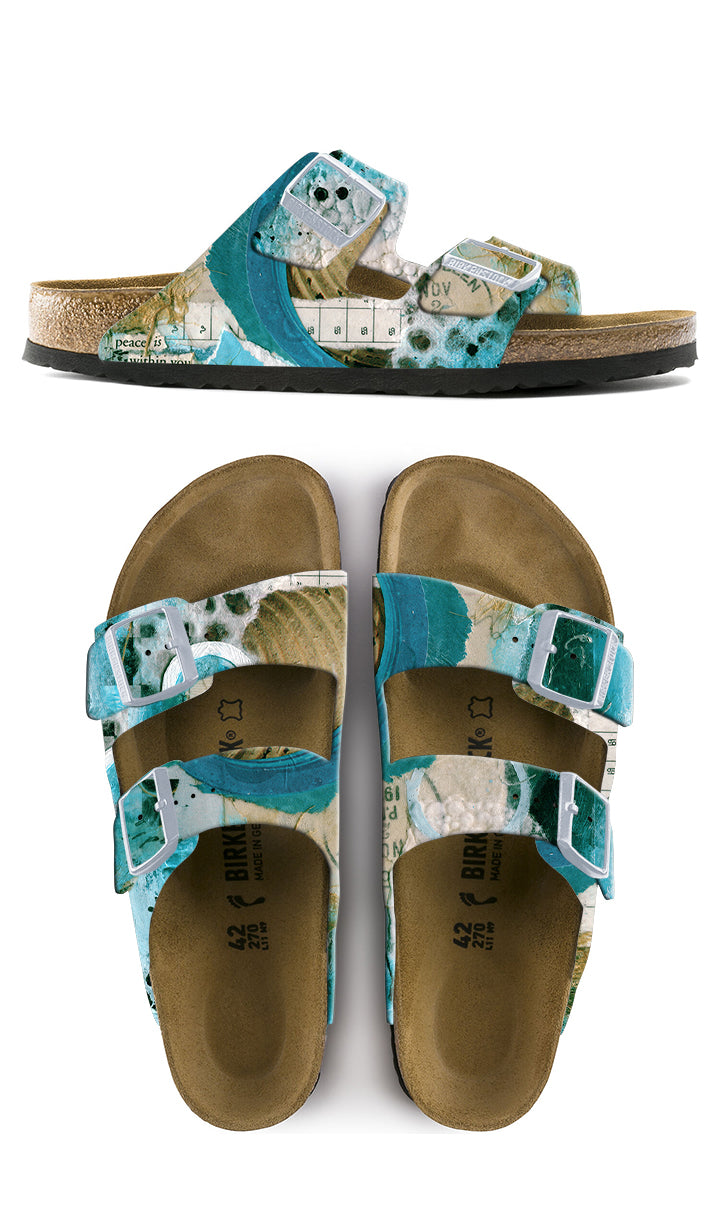 PEACE IS WITHIN YOU CUSTOM BIRKENSTOCKS  by CATHERINE RAINS x Michael Grey