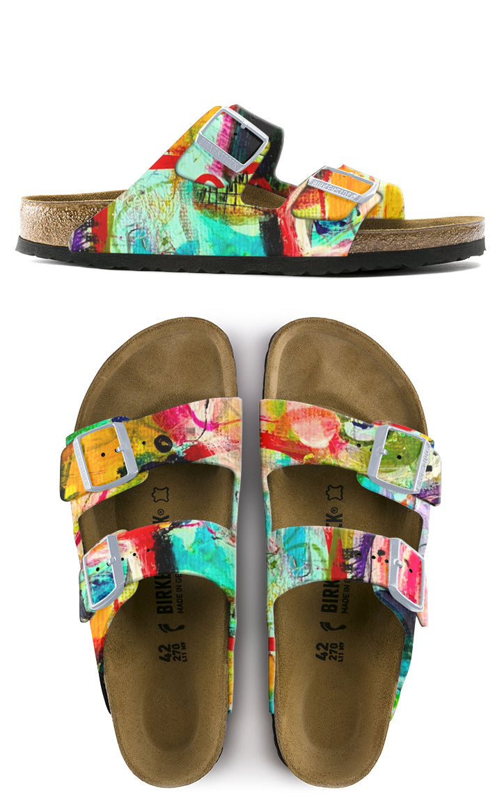 Smiling on the job Custom Birkenstocks by Darlene Watson x Michael Grey