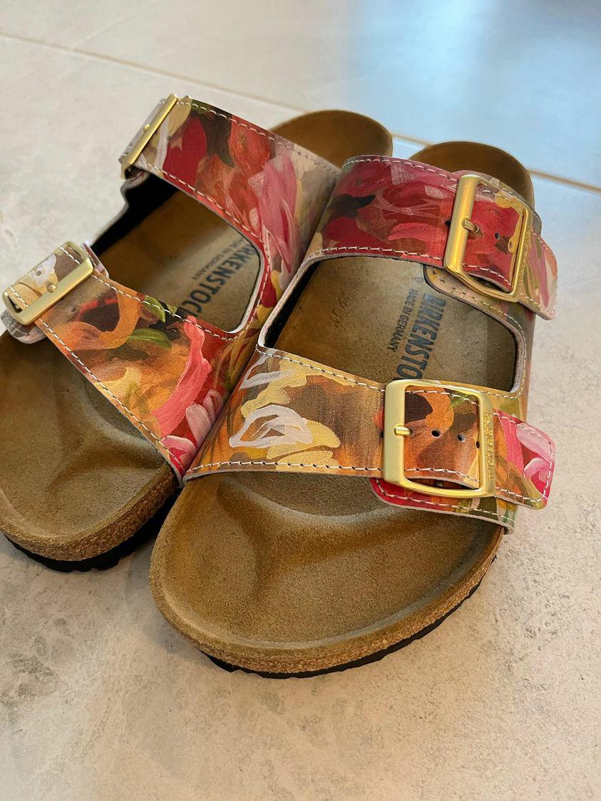 Custom Hand Painted Leather Birkenstock Sandals