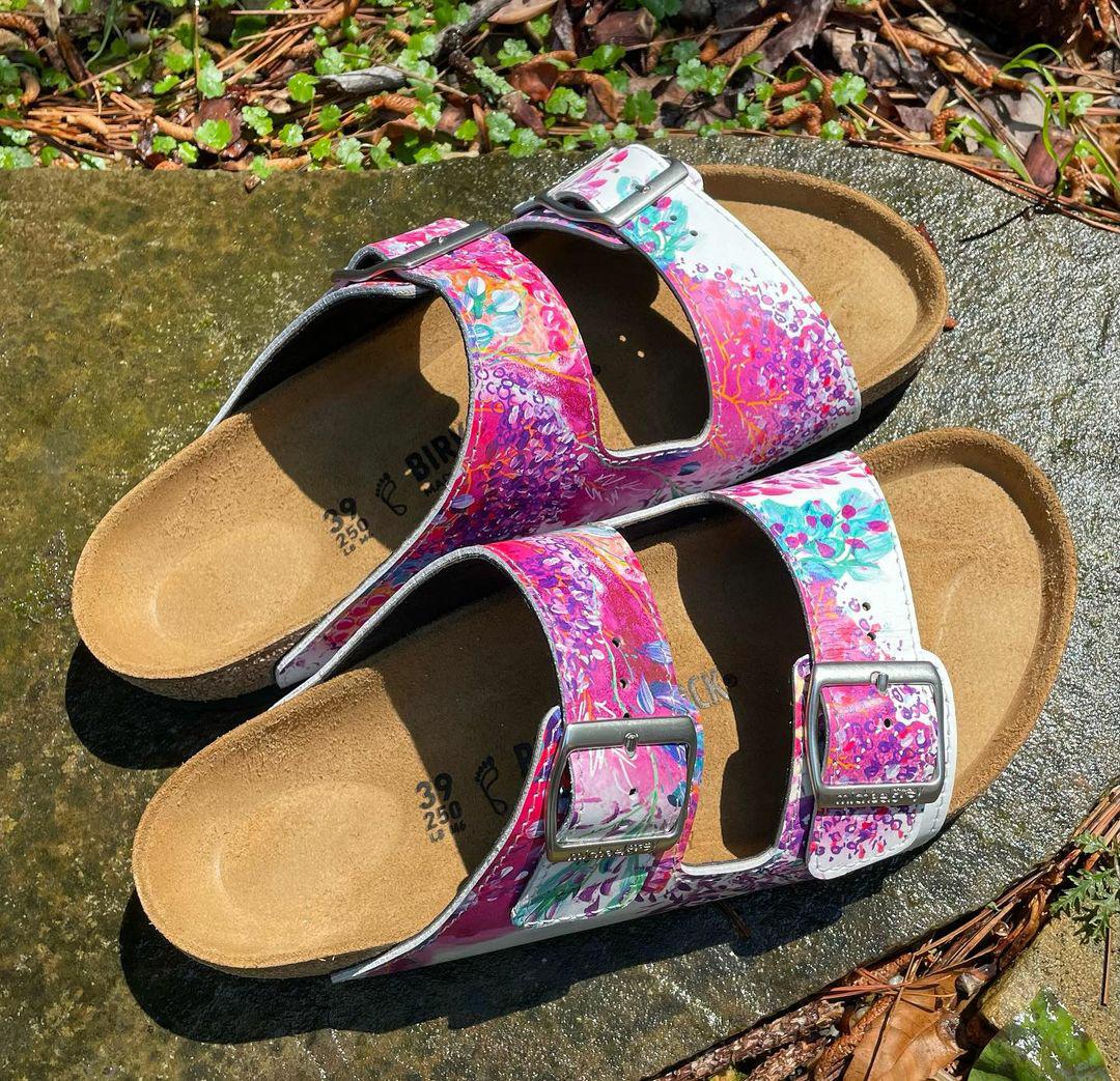 MAGICAL GARDEN: CUSTOM BIRKENSTOCKS  by KIMBERLY DEENE LANGLOIS x Michael Grey