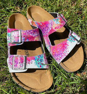 MAGICAL GARDEN: CUSTOM BIRKENSTOCKS  by KIMBERLY DEENE LANGLOIS x Michael Grey