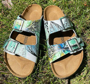 BLUE GARDEN: CUSTOM BIRKENSTOCKS  by KIMBERLY DEENE LANGLOIS x Michael Grey