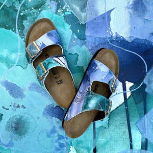 MOVING FORWARD CUSTOM BIRKENSTOCKS  by PAMELA J. BLACK ART x Michael Grey