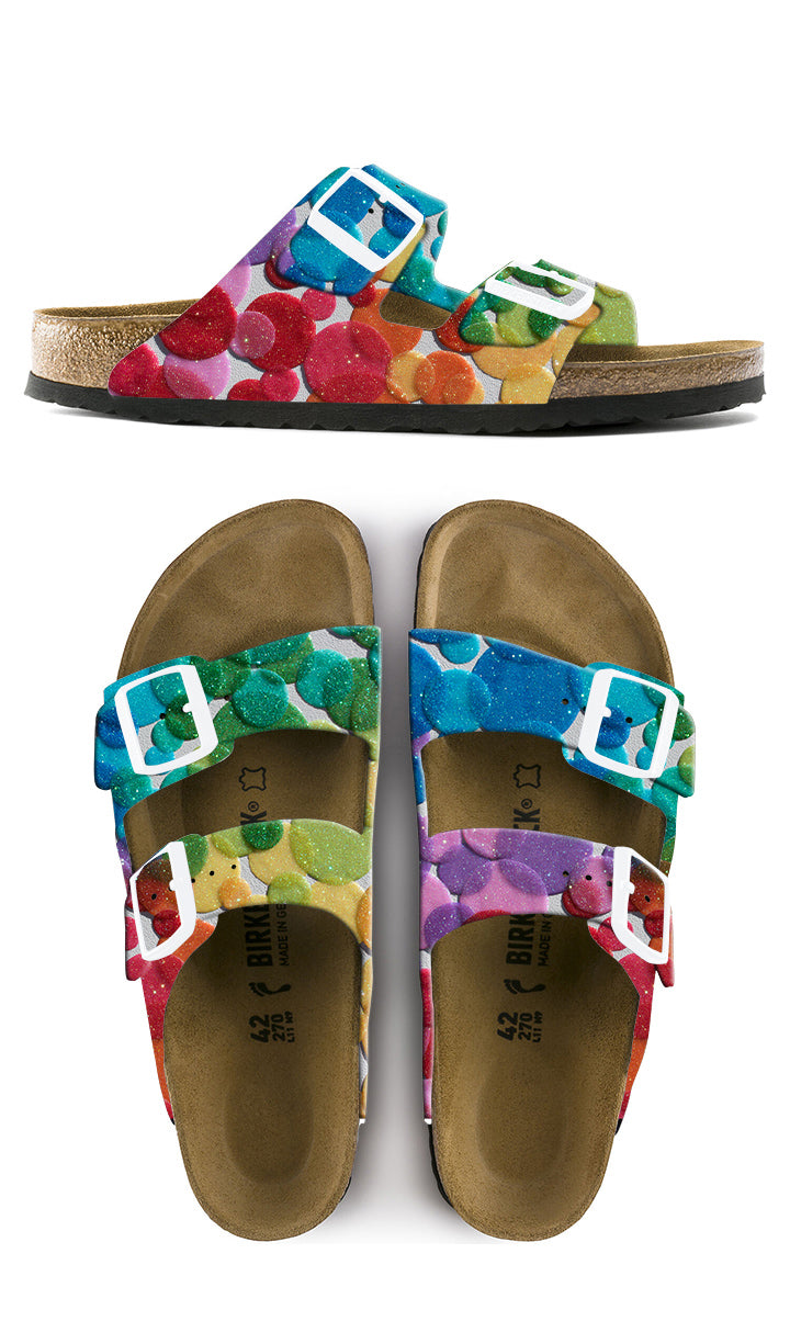 RAINBOW TRANSPARENCIES CUSTOM BIRKENSTOCKS by Jordann Wine x Michael Grey