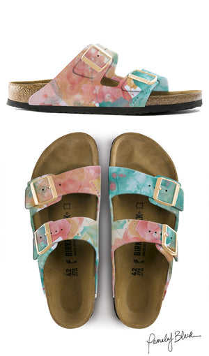 LIGHT RETURNS CUSTOM BIRKENSTOCKS  by PAMELA J. BLACK ART x Michael Grey