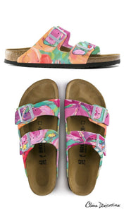 WHERE BUTTERFLIES AND BEES ARE  custom Birkenstock sandals by Claire Desjardins x Michael Grey