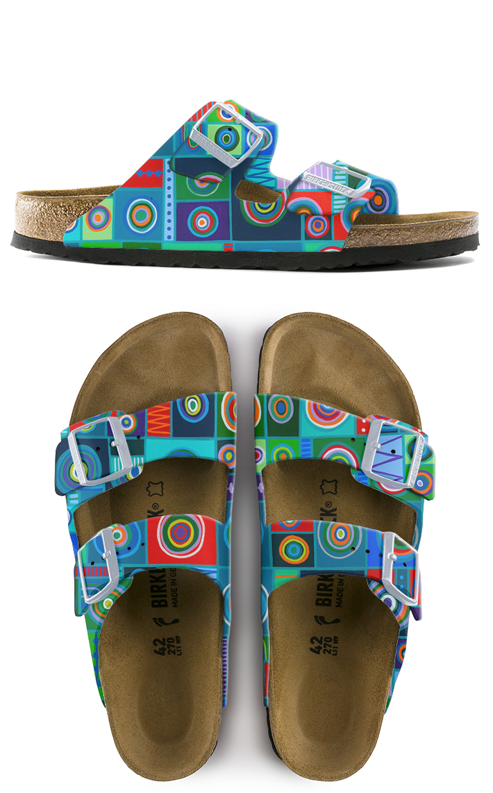 JUMPING CIRCLES CUSTOM BIRKENSTOCKS  by DIANA LARGE x Michael Grey