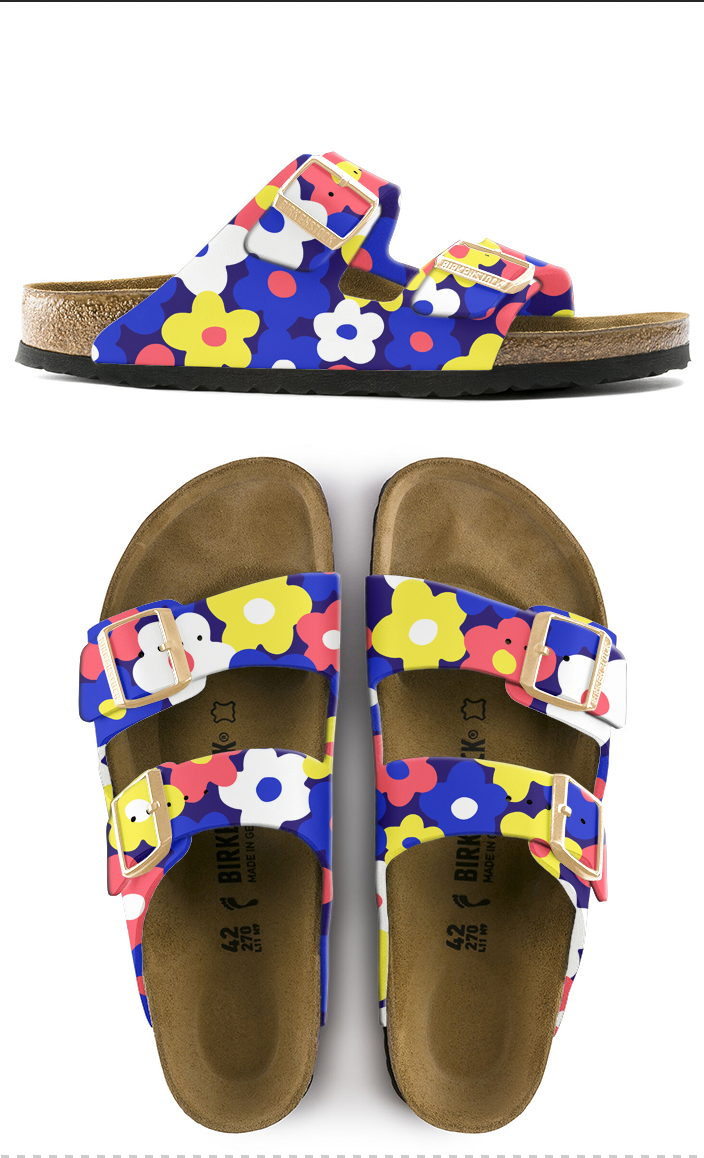 BLOOMING TOGETHER:  CUSTOM BIRKENSTOCKS  by DALILA RUBIN WEISS " Dalis Colourbox" x Michael Grey