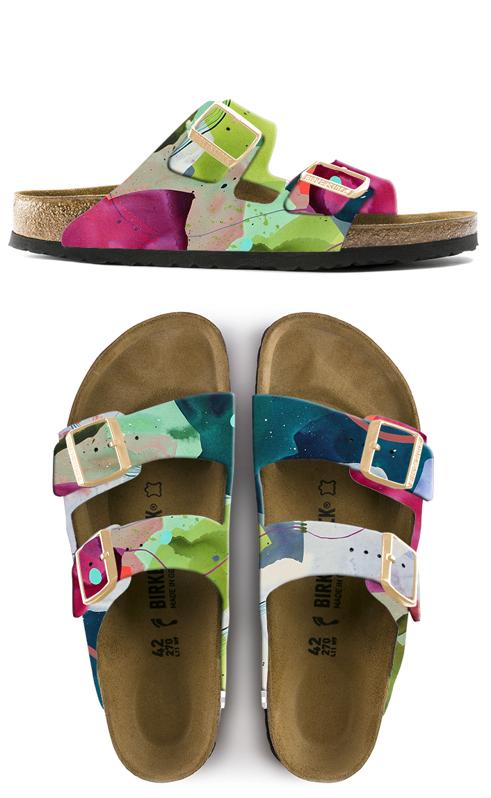 WE'RE UNDER THE SAME SKY:  CUSTOM BIRKENSTOCKS  by PAMELA BLACK x Michael Grey