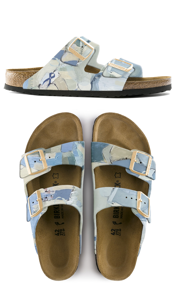 LAST NIGHT I HAD A DREAM OF THE SEASIDE:  CUSTOM BIRKENSTOCKS  by PAULA BORSETTI x Michael Grey